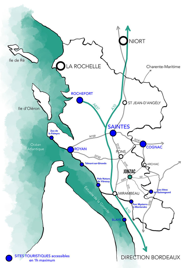 Location map of Jonzac